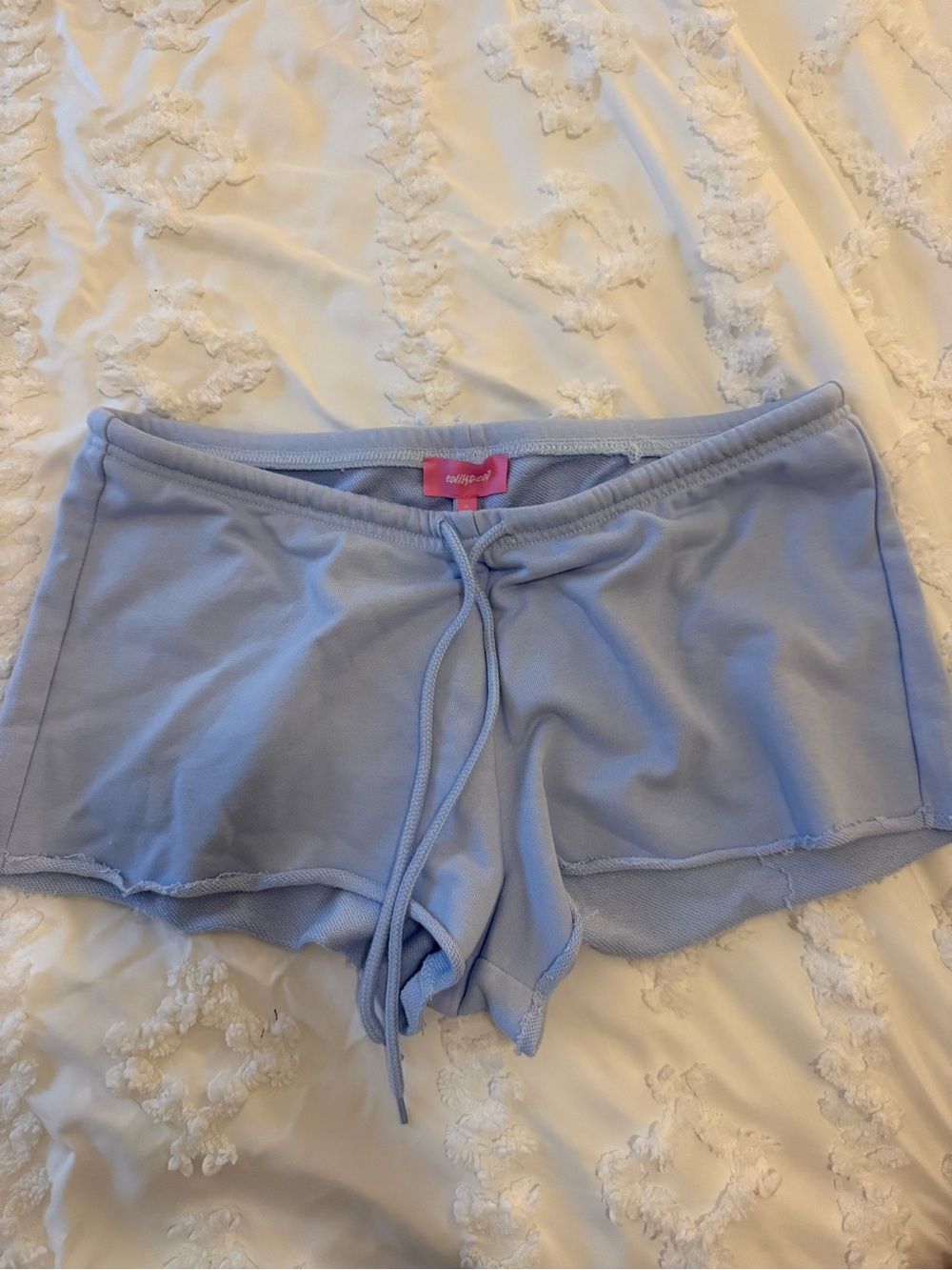 Edikted Pastel Lilac Ribbed Drawstring Lounge Shorts